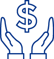 icon of hands holding up a dollar sign