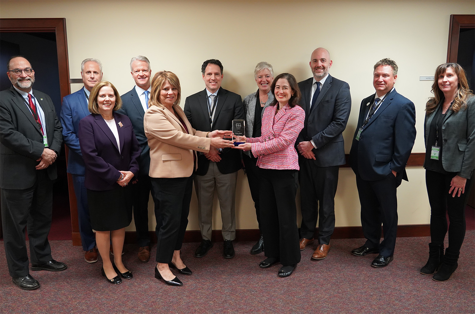 Members of Fulton Bank leadership receiving the SBA Export Lender Award
