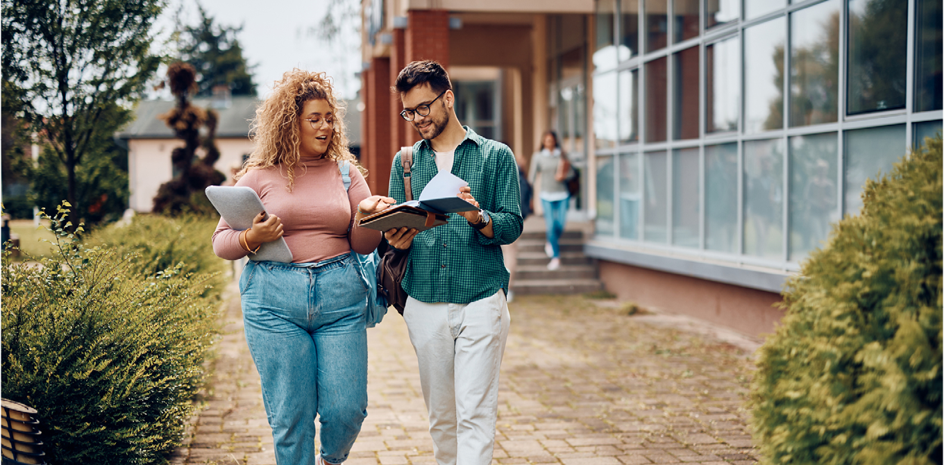 College students walking on campus